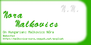 nora malkovics business card